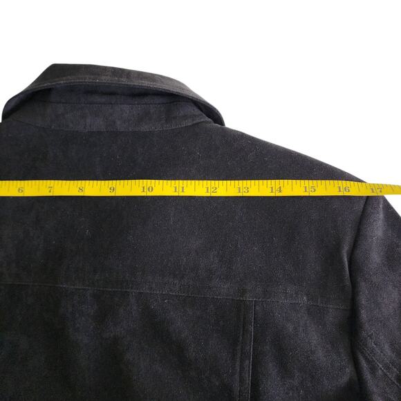 Allison Daley Womens Vintage Faux Suede Jacket Petite Size 12P Black Ribbed Zip - Picture 11 of 11